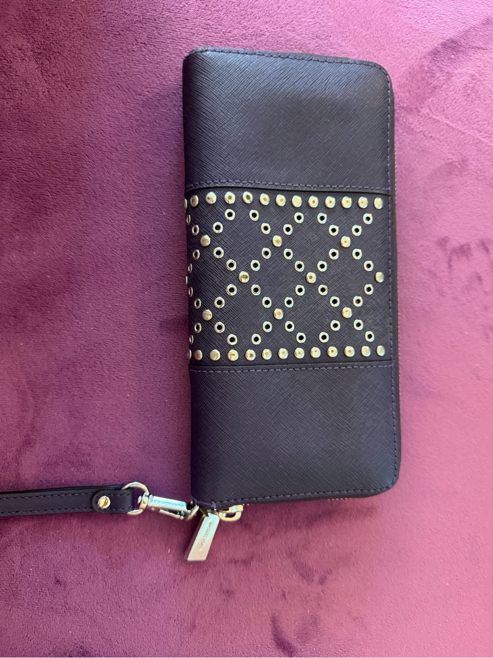 Michael Kors purple Wallet with Gold Stud Detailing
